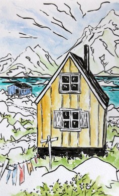 aquarelle maisons kulusuk