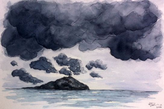 aquarelle ciel gris