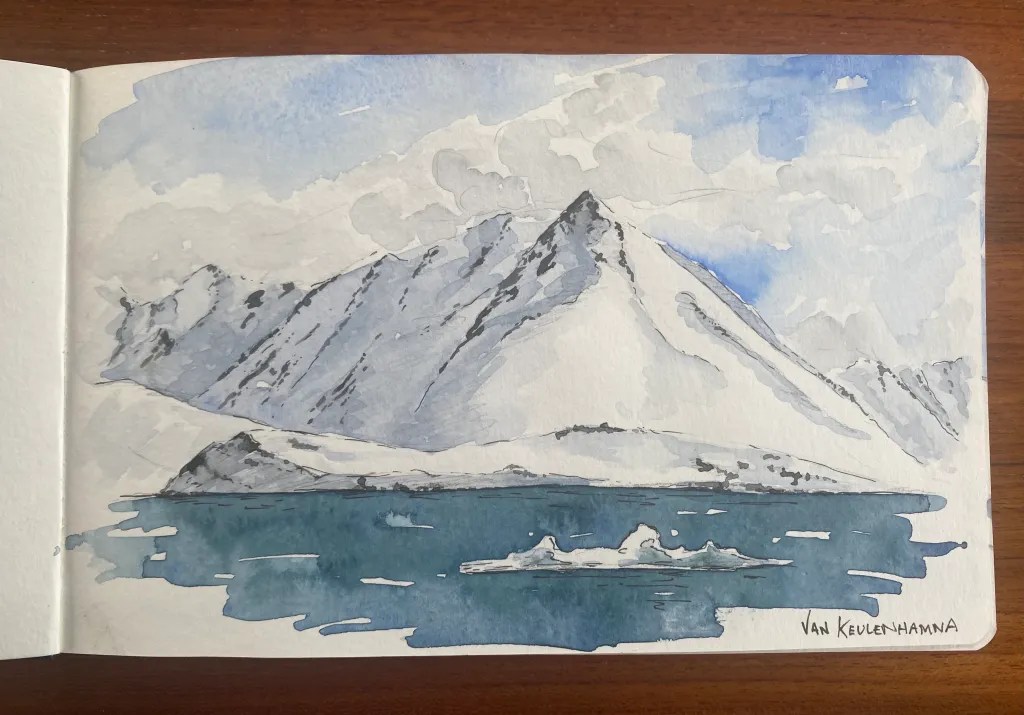 Montagne à l'aquarelle du Spitzberg